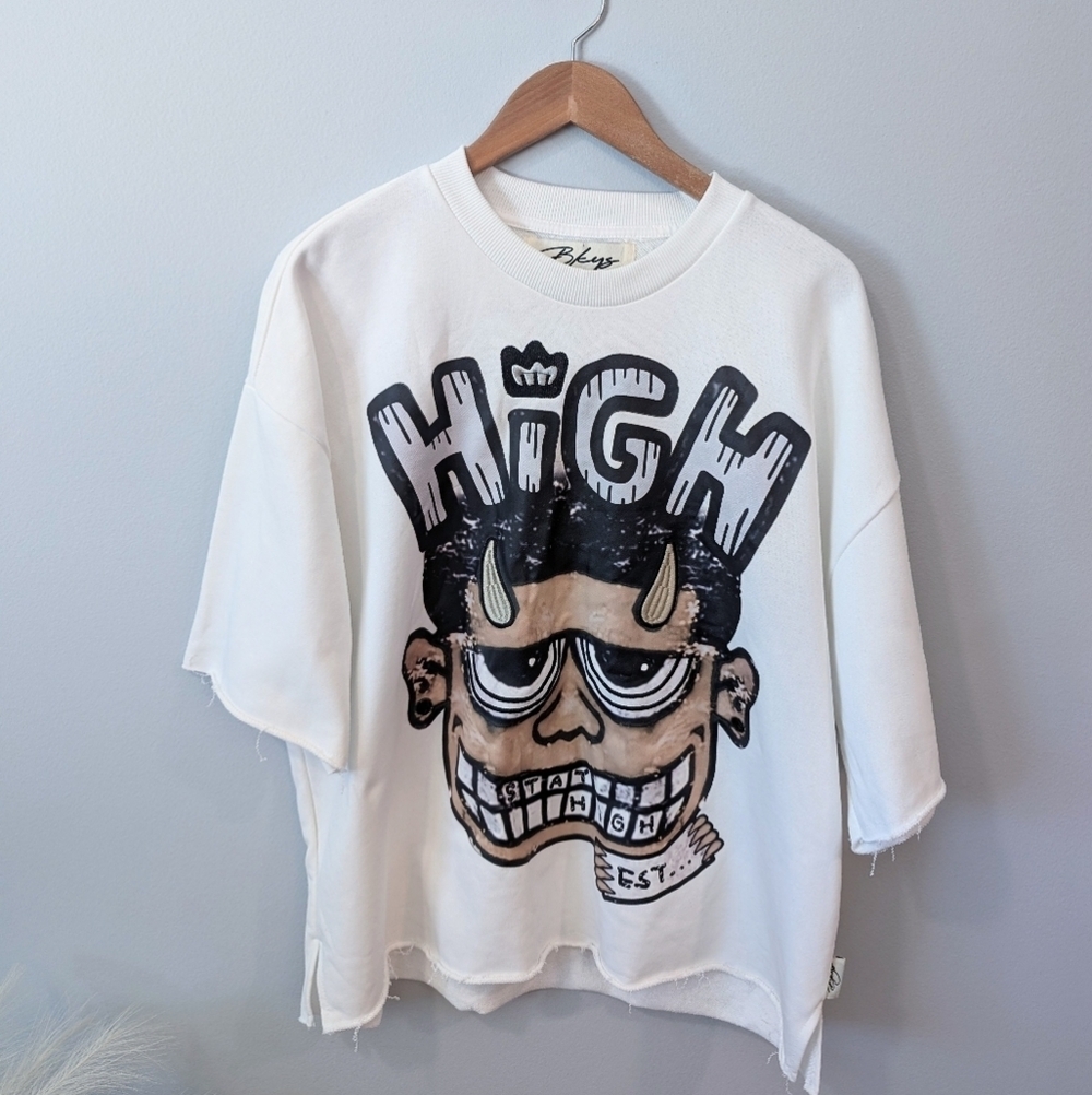 BKYS Black and White Short Sleeve Tee with Bold Graphic